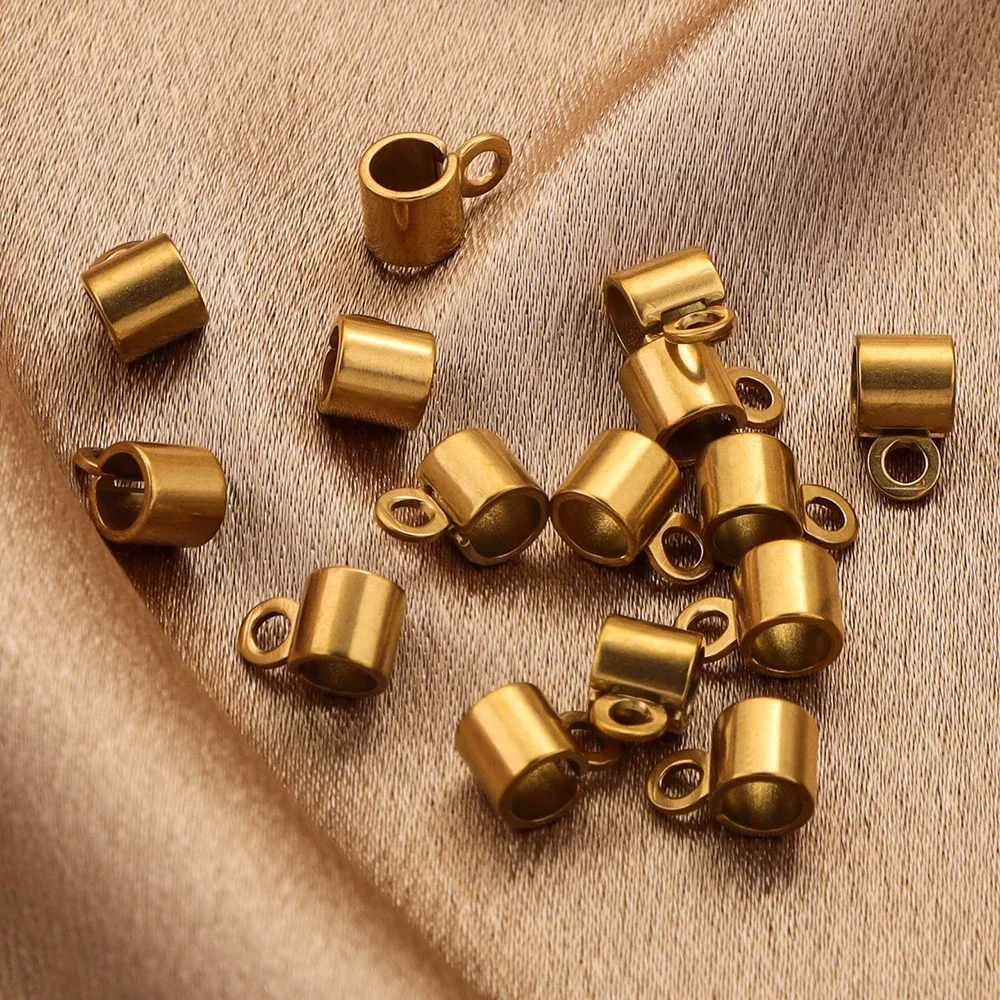 20pcs Stainless Steel Pendant Connector Gold Plated Bail Clasp Round Charm Clip Hook for DIY Bracelet Jewelry Making Supplies