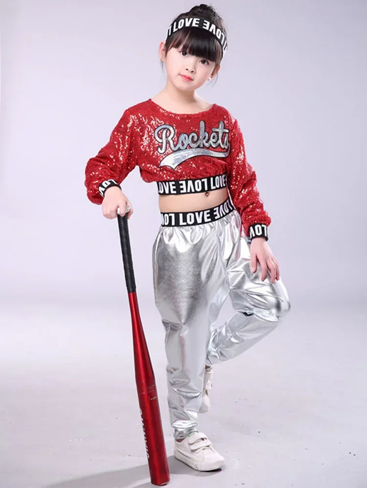 

Children Sparkly Jazz Modern Dance Costume for Kids Hip Hop Clothing Performance Stage Sequin Ballroom Dancing Clothes For Girls