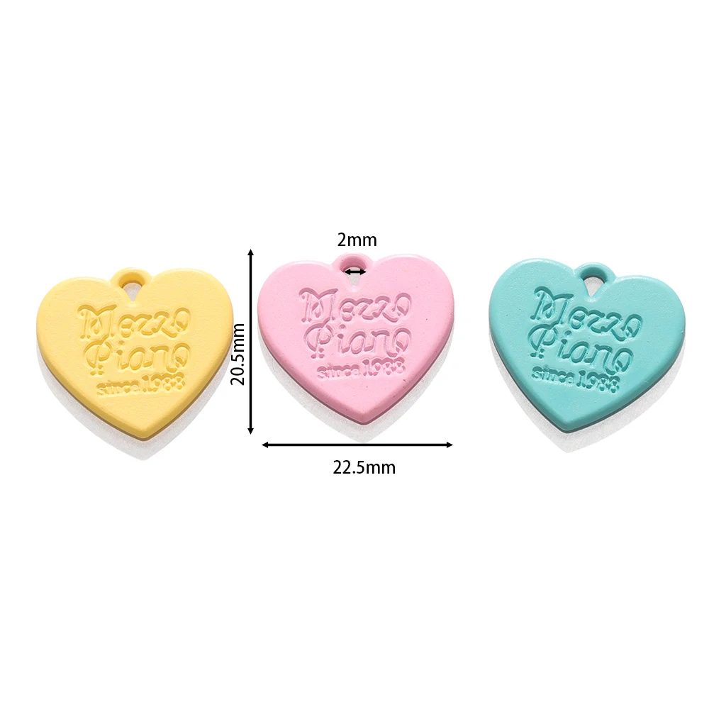 10Pcs Candy Colored Acrylic Engraved Love Pendant Hanging Bracelet Pendant for DIY Jewelry Making Phone Chains Accessories