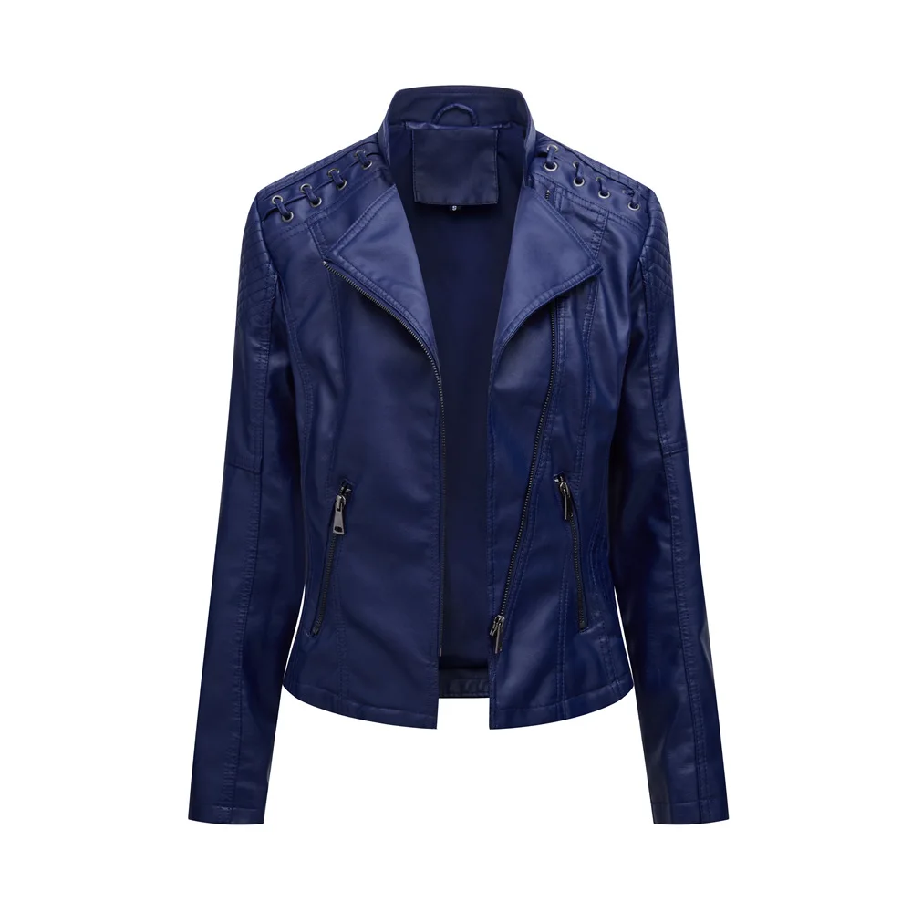 Neue Frühling Herbst Frauen Faux Leder Jacke Pu Motorrad Biker Lila Mantel Schlank Zipper Motorräder Lokomotive Oberbekleidung 4XL