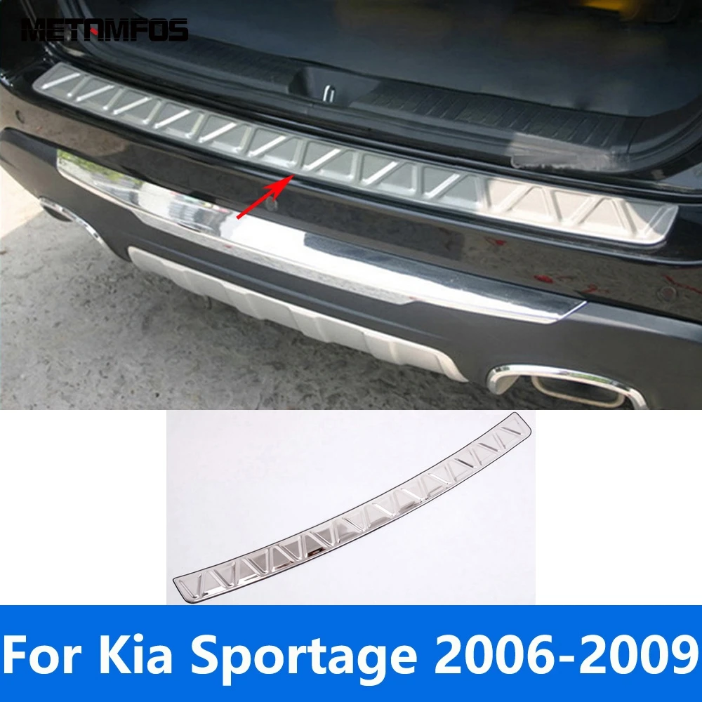 For Kia Sportage 2006 2007 2008 2009 Exterior Rear Trunk Bumper Plate Door Sill Scuff Guard Cover Trim Sticker Car Accessories