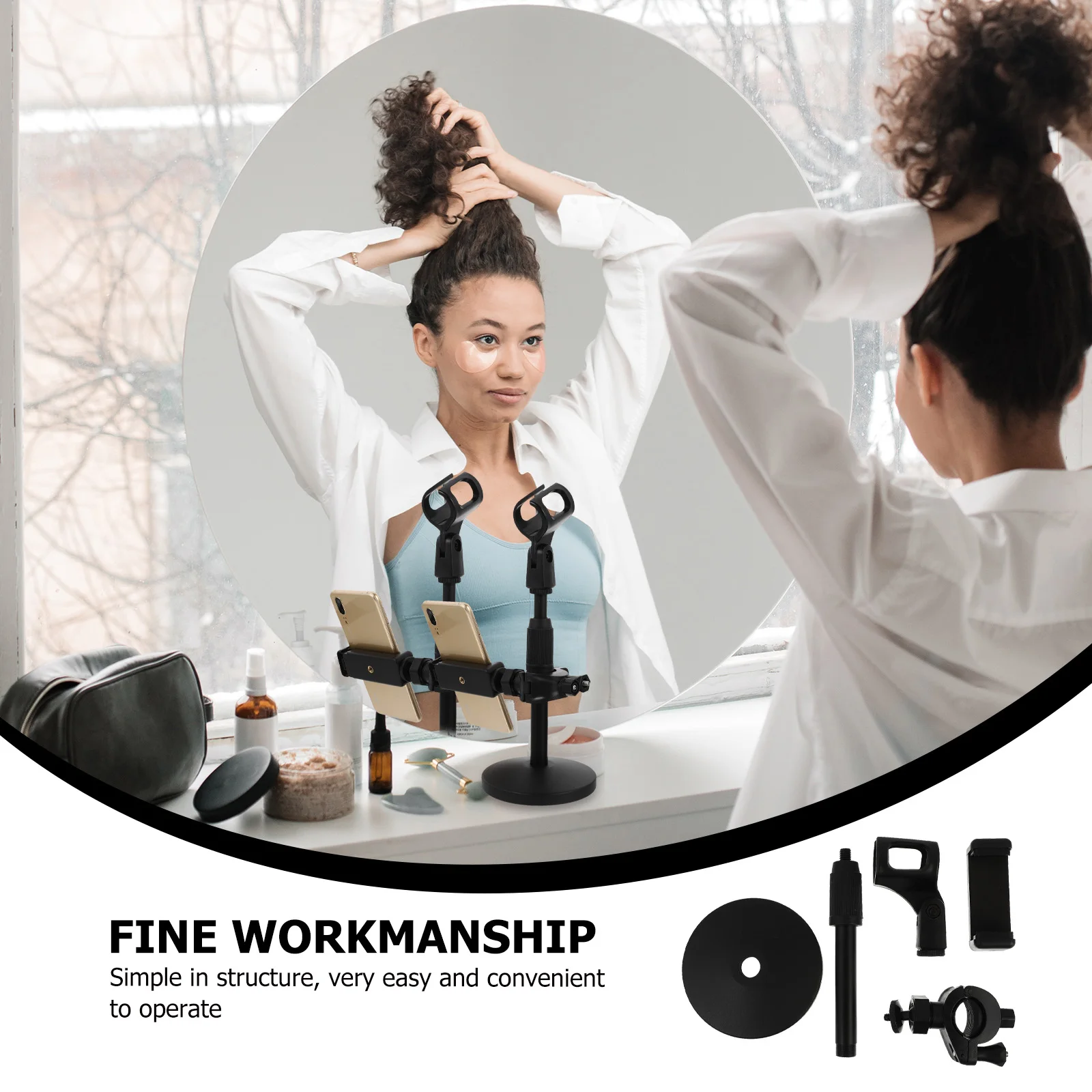 

1Pcs Desktop Microphone Stand Metal Tube Multi Functional Mic Support for Handheld USB Microphones Easy to Mount and Use