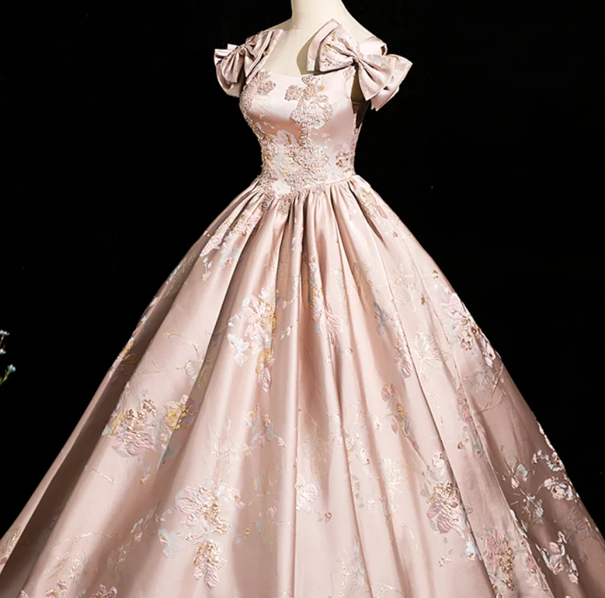 bowknot shoulder matte satin belle ball gown medieval long dress costume Victorian Gothic Lol/Marie Antoinette/Colonial