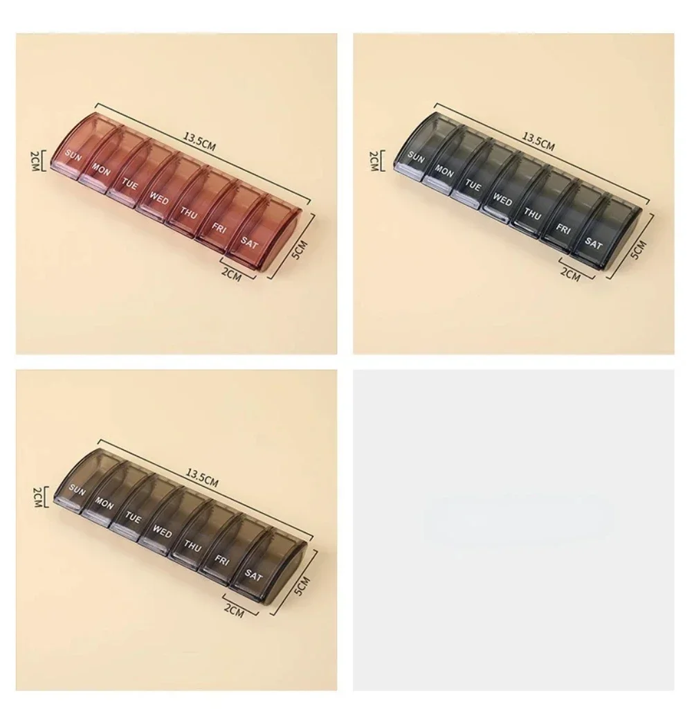 Pillendose für 7 Tage, Medikamentenbox, Wöchentlicher Pillenorganizer für Vitamine, Fischöle, Nahrungsergänzungsmittel und Medikamente für Reisen und Arbeit – Detail 2