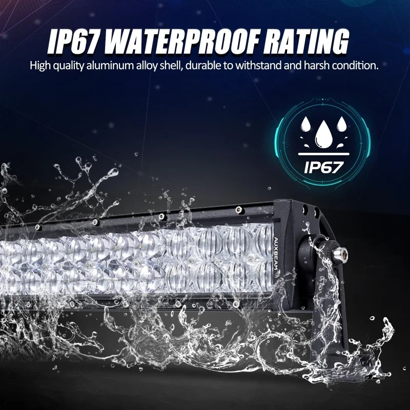 AUXBEAM 22 32 42 50 52 بوصة LED ضوء العمل بار كومبو شعاع مستقيم صف مزدوج LED ضوء بار لسيارات الدفع الرباعي ATV الشاحنات لاقط