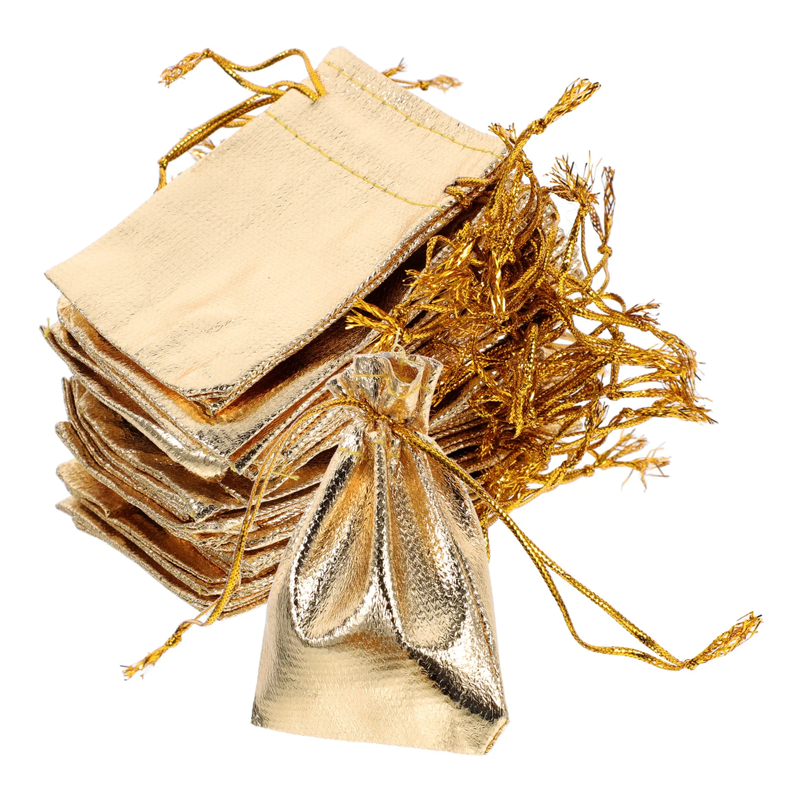 

50Pcs Drawstring Wedding Favor Bags Durable Cloth Gift Pouches Candy Jewelry Holders 7x9cm Medium Size Golden Jewelry Pouches