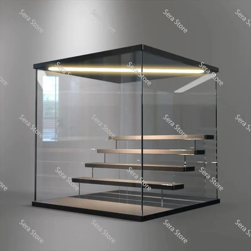 3/5 Layers Acrylic Display Case with LED Light Figurines Toy Blind Box Organizer Dust Proof Dolls Action Figure Display