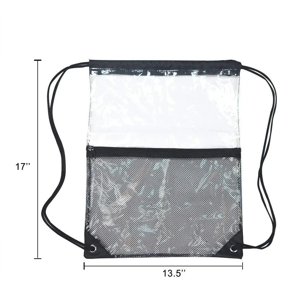 1-20PCS Clear Drawstring Bag Waterproof Transparent Toiletry Bag Drawstring Beach Bag Sports Dirty Clothes Storage Backpack