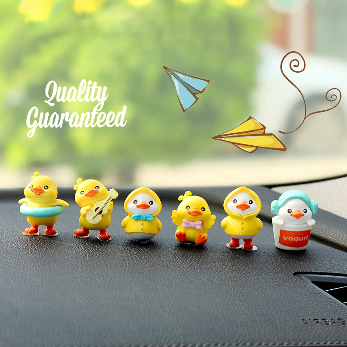 3pcs Cartoon Resin Little Yellow Duck Model Car Center Console Decor Cute Car Ornaments Auto Interior Dashboard Accessories