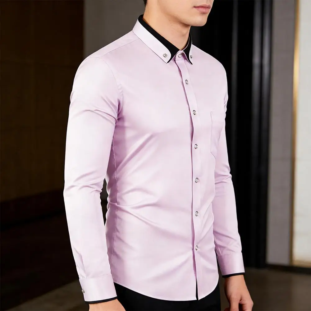 

Spring Autumn Men's Long-Sleeved Business Shirt Social Comfortable Button-Down Fashion Shirt Blouse Formal Shirt