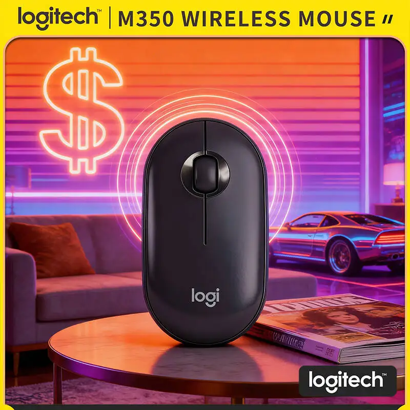 

Бесшумная мышь Logitech M350 Pebble — легкая, 77 г, USB-приемник, двойной режим, дальность действия 10 м, идеально подходит для путешествий, работы вдома