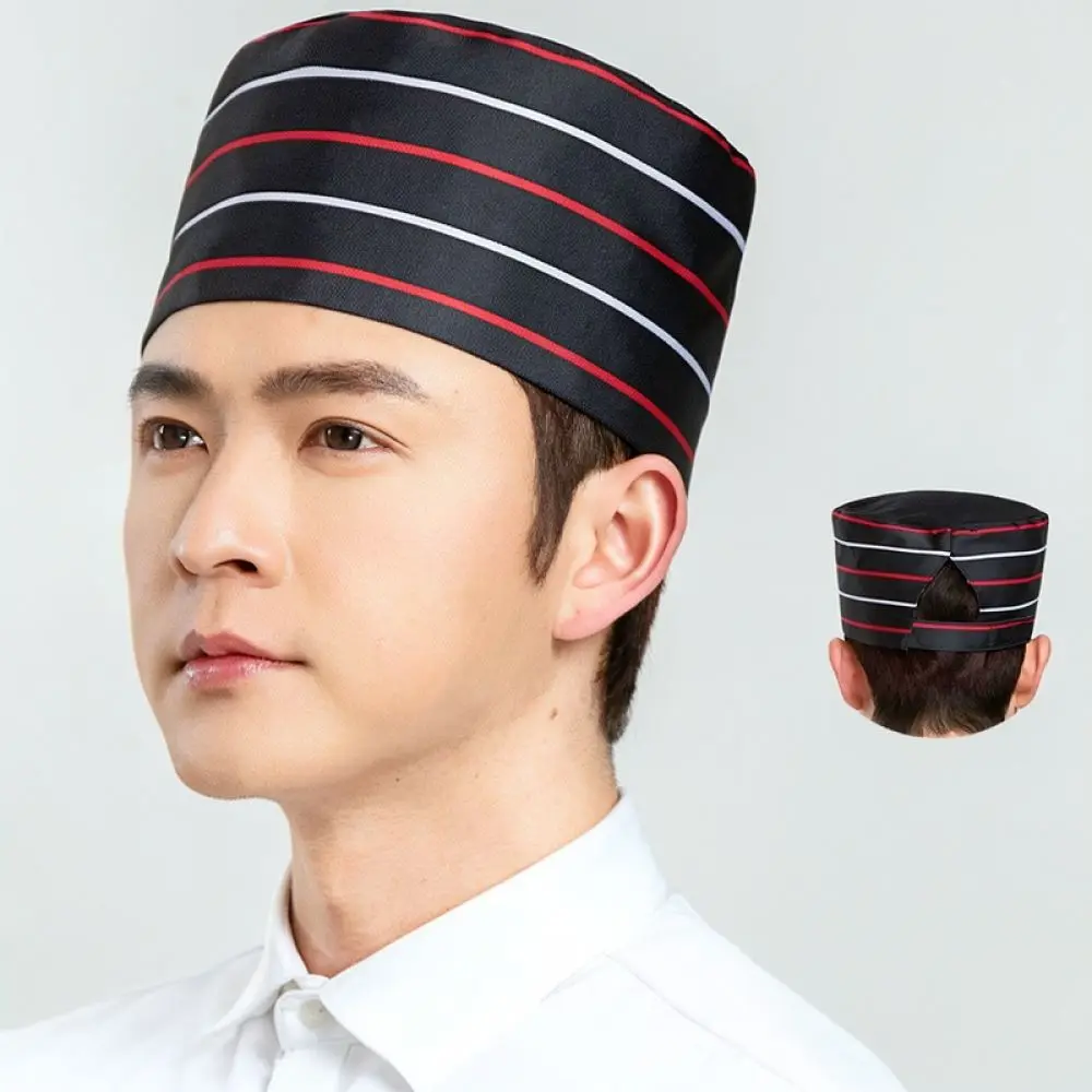 Unisex Restaurant Waiter Cap Durable Polyester Chef Hat Adjustable Work Headwear For Hotel Kitchen Catering Professional