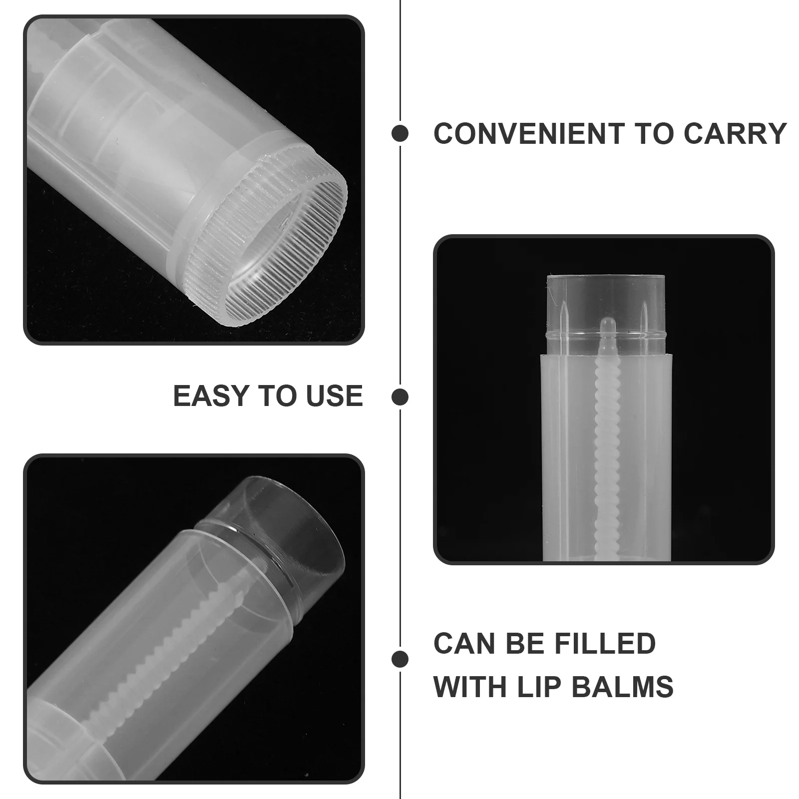 

100Pcs Lip Balm Tube DIY Empty Containers Push Wheel Mechanism Durable Safe for Lipstick Lip Container Tubes Lipstick Tube