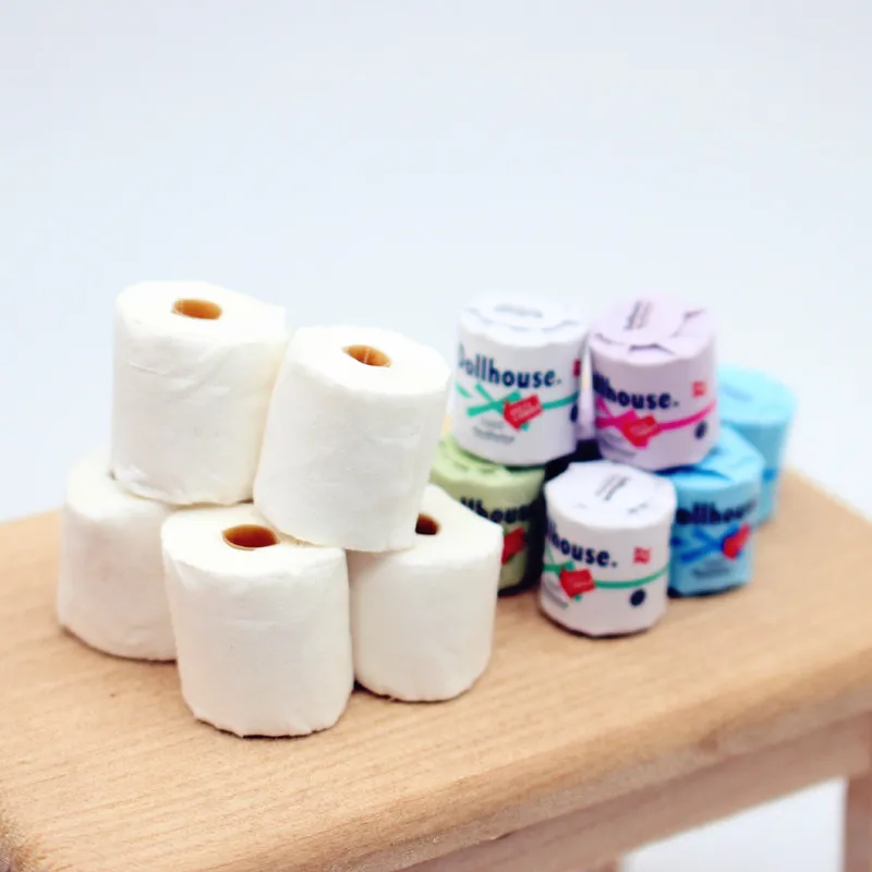 3pcs Dollhouse Paper Towel Tearable Mini Roll Toilet Paper 1:12 1:6 Miniature Model Scene Doll Accessories Home Decor Decoracion
