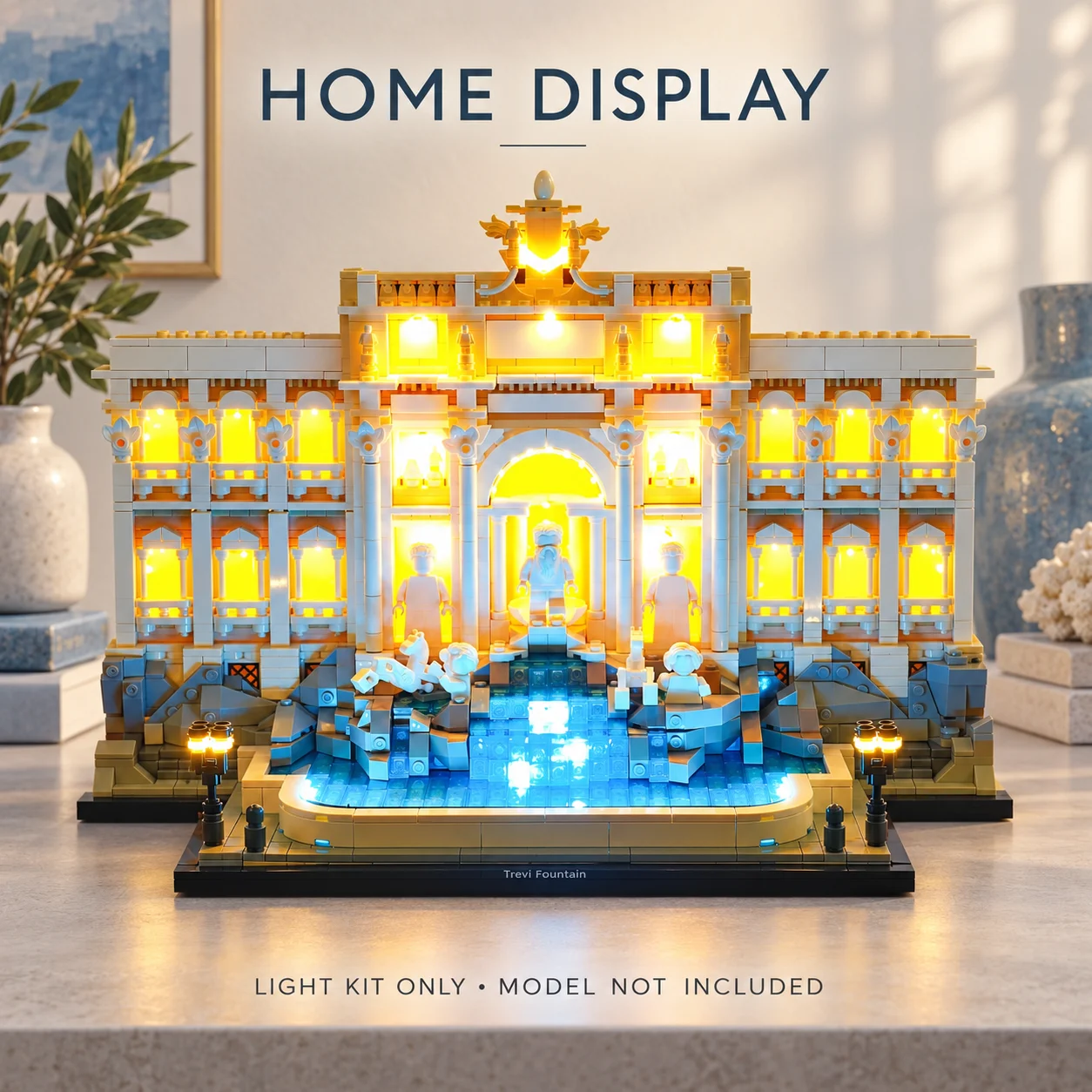 MAXCXT LED Light Kit For 21062 Architecture Trevi Fountain Compatible with Building Block Set  USB Powered Display Lighting