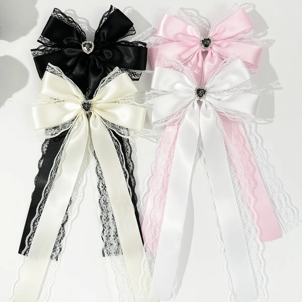 

2pcs Elegant Long Lace Ribbon Bow Hair Clips Women Girls Hairpins Bowknot Barrettes Fashion Hair Accessories
