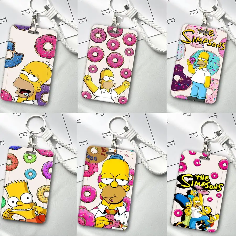Cute The S-simpsons 1Pc Card Holder Retractable Credit Card Holders Holders Child Bus with lanyard Bank ID Badge Cover Case