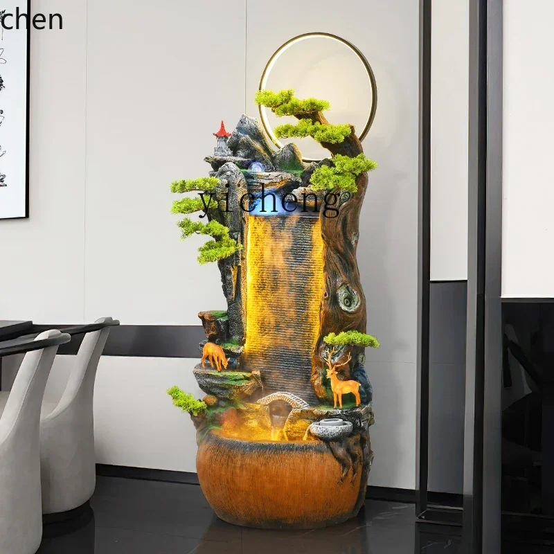 ZML rockery flowing water ornament floor-to-ceiling water feature home lucky feng shui wheel fountain humidifier decoration