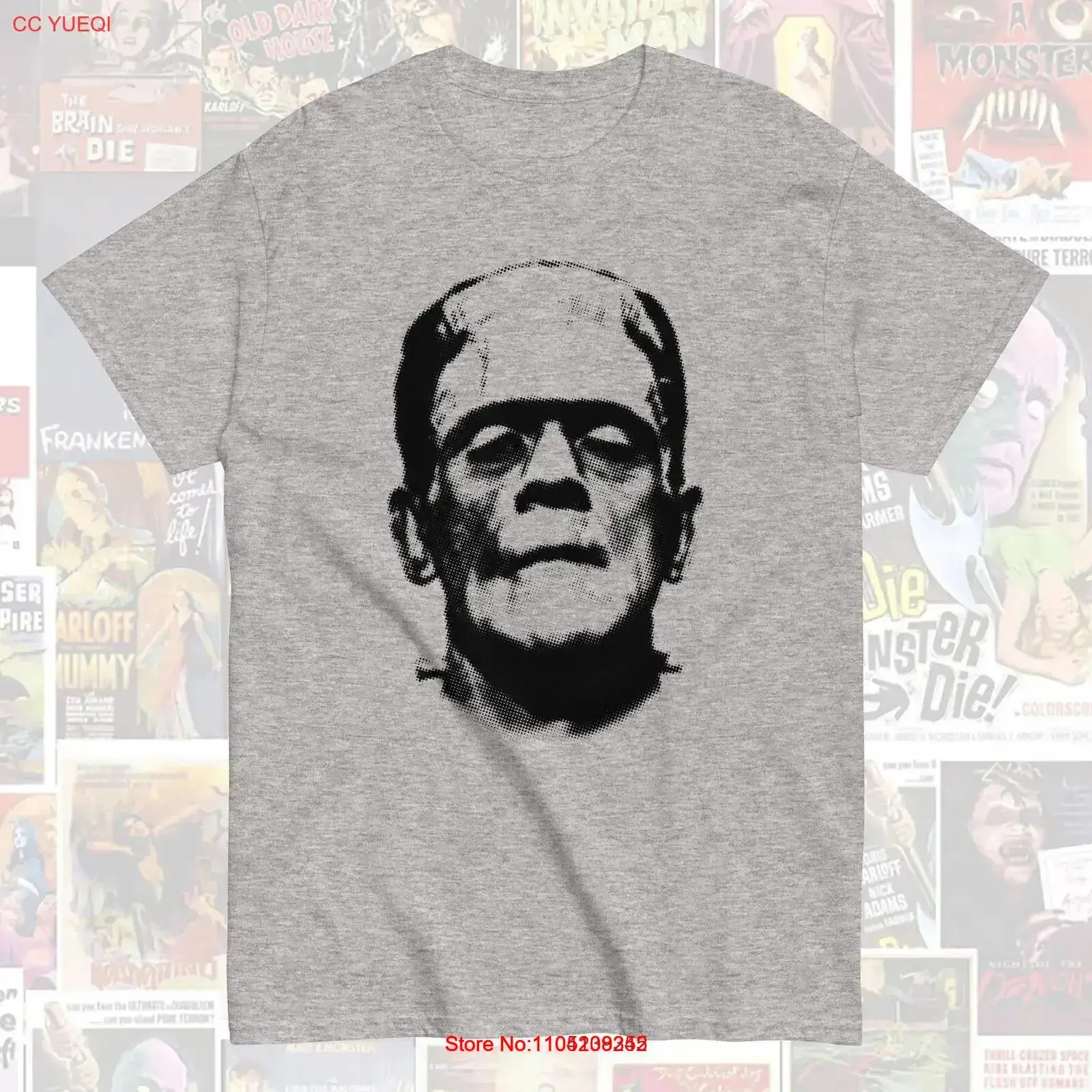 

Frankenstein Monster Boris Karloff Pop Art Design T Shirt Classic Horror Punk vintage Washed Unisex streetwear Breathable
