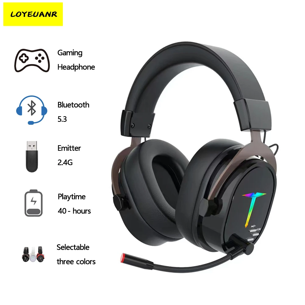 Wireless Gaming Headset for PC/PS4/PS5/ Nintendo Switch 2.4G/Bluetooth/3.5mm Headphones with Microphone 7.1 Surround Sound Xbox