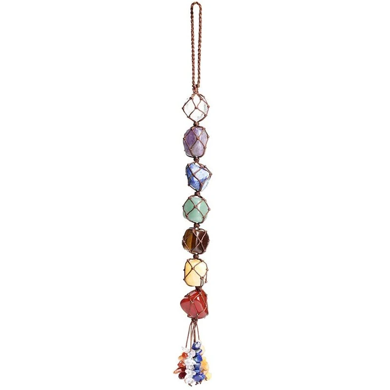 Handmade 7 Chakra Tumbled Gemstone Crystal Window Car Decor Feng Shui Hanging Ornaments Spiritual Meditation Auto Interior Decor - Image 6