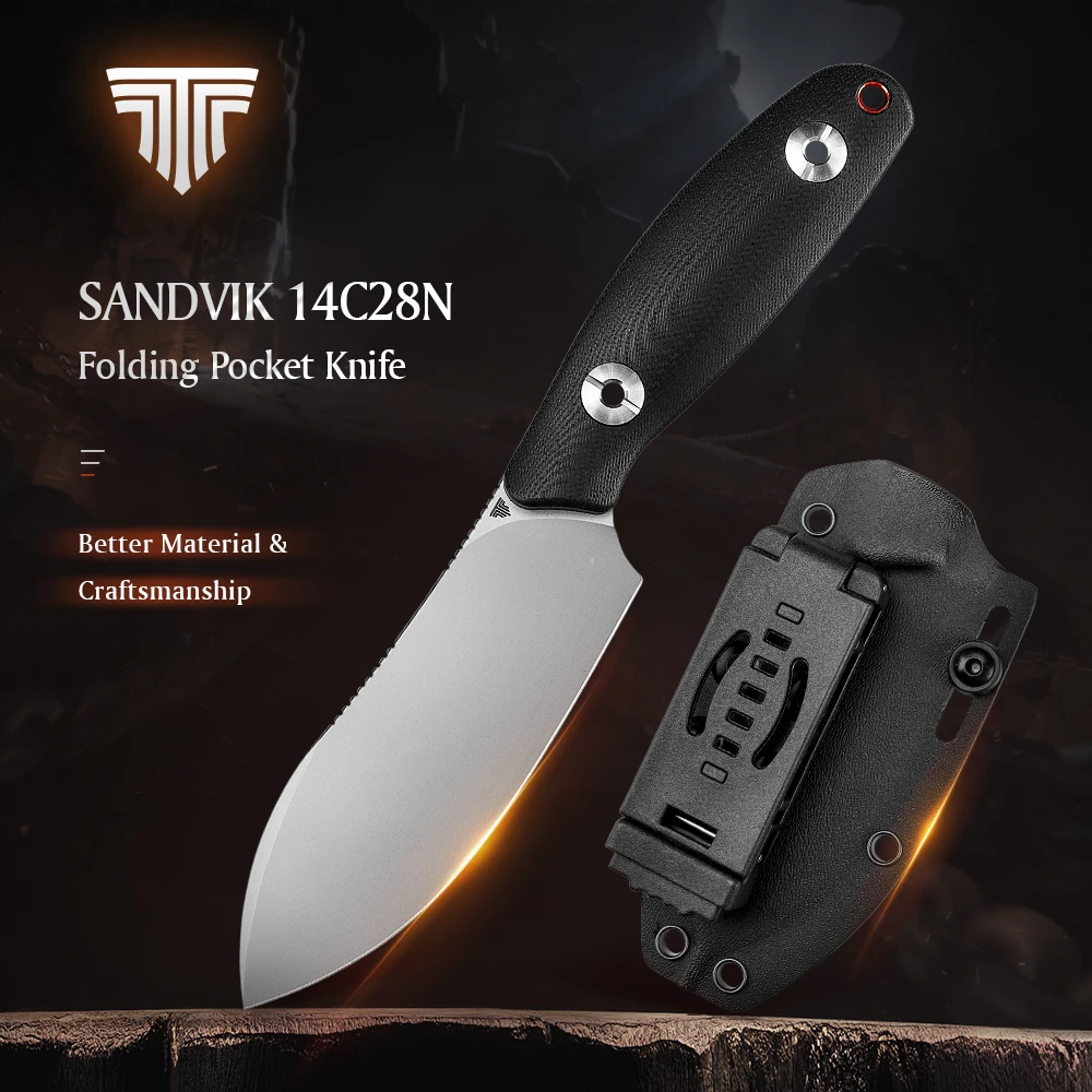 TRIVISA Straight Knife Aubergine Full Tang  Fixedblade with Kydex Sheath Hiking Fishing Hunting Fruit Cutting Tool Gift  for Men