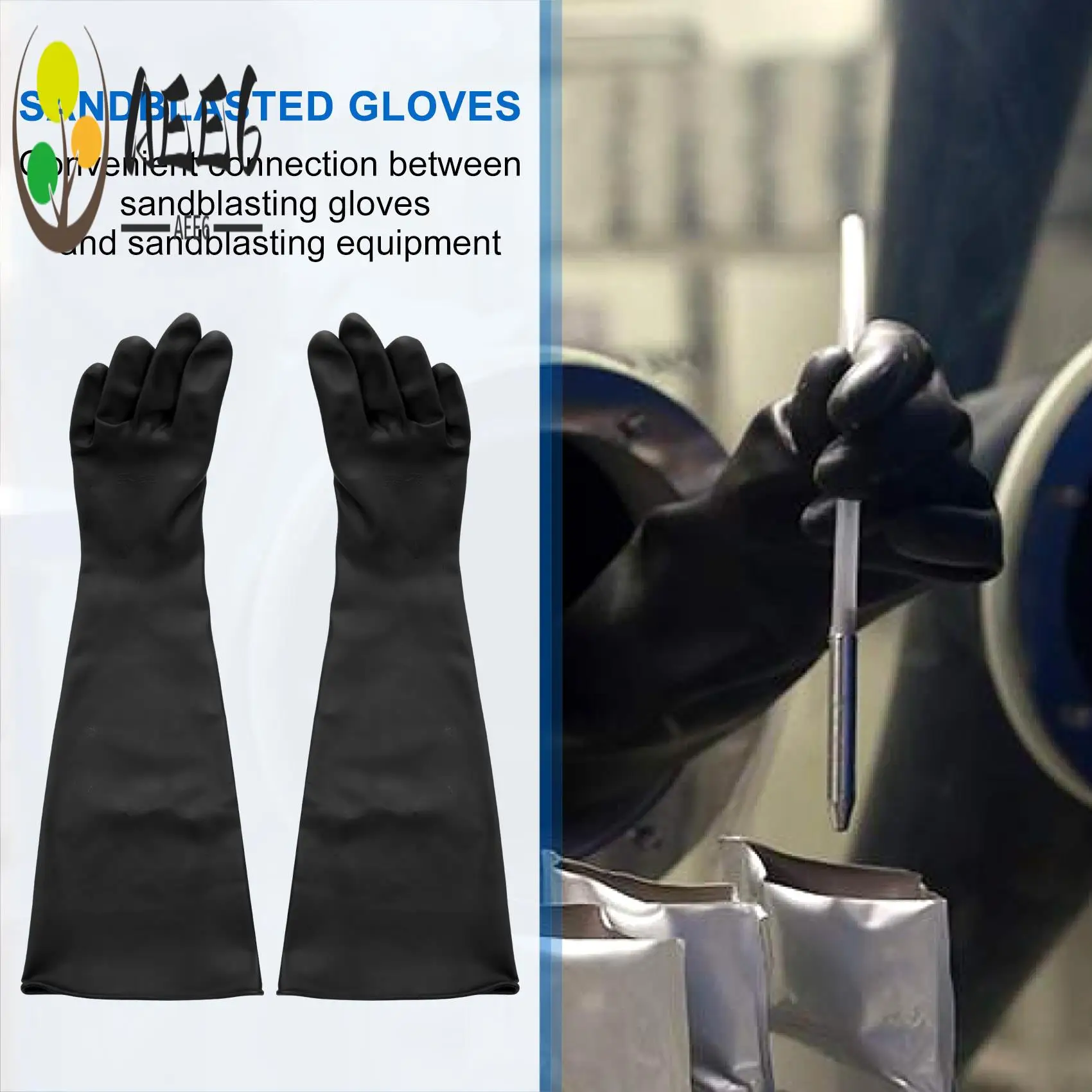 

AEE6-Sand Blasting Gloves For Sandblast Cabinet Gloves 60X20cm