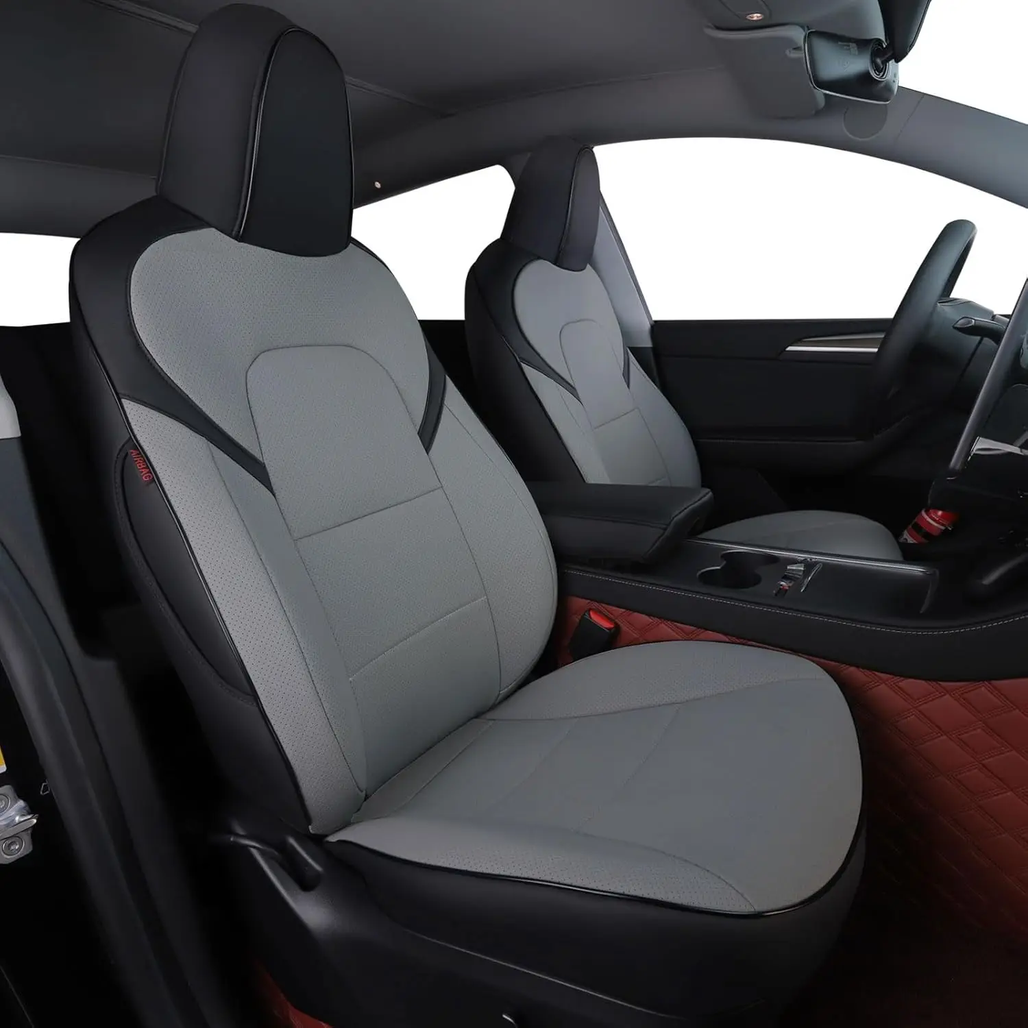 

Custom Fit Model Y Leather Seat Covers for Tesla Model Y 2019 2020 2021 2022 2023 2024,5-Seat Full Set,Car Seat Protector - Blac
