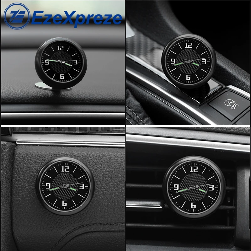 Mini luminous car clock, adhesive-mounted digital watch, electronic quartz watch with logo, car decoration