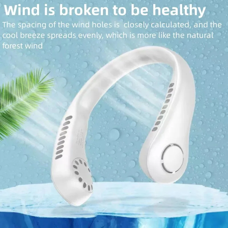 1200mAh New Mini Electric Neck fan Portable No Bladeless Hanging Neck Fans Rechargeable Air Cooler 3 Speed Mini Summer Sport Fan