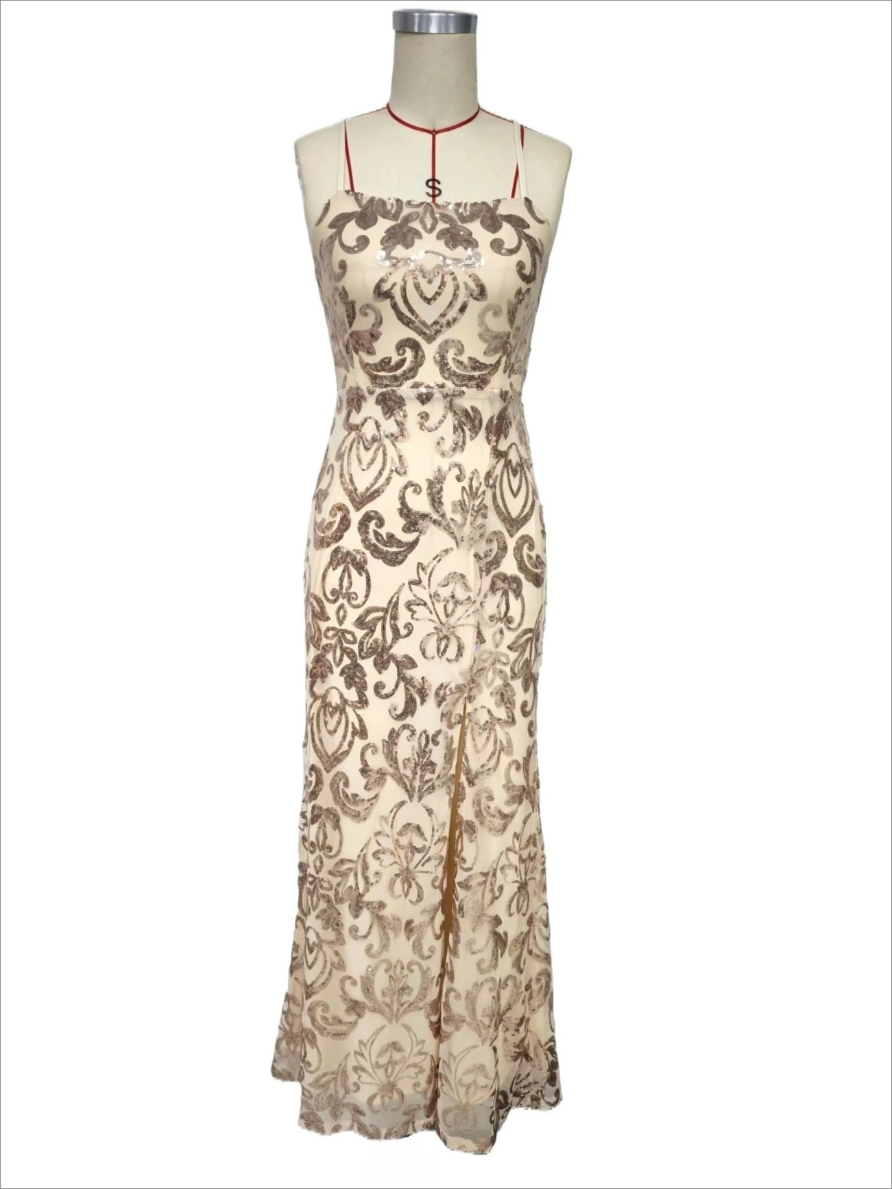 

Sexy Spaghetti Straps Backless Sequined Mermaid Long Formal Evening Dress