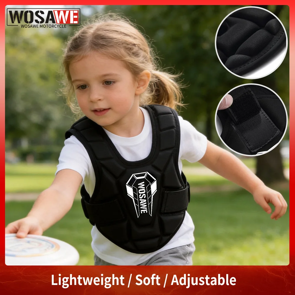 WOSAWE Kids Chest Vest Children Sports Waistcoat Motorcycle Chest Back Vest Roller Skating Basketball Football Hockey Soft Vest