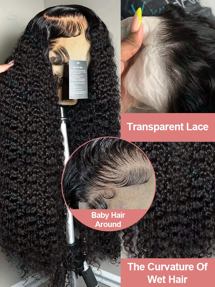 300% موجة عميقة شفافة 13x6 Hd الدانتيل الجبهة خصلات الشعر المستعار الإنسان 40 46 بوصة مجعد موجة المياه 7x5 غلويليس الباروكات الشعر البشري للنساء