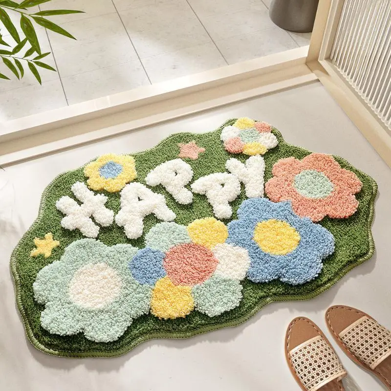 Hot Sale Minimalist Pastoral Style Bathroom Floor Mat Home Bathroom Absorbent Carpet Entrance Door Entrance Mat