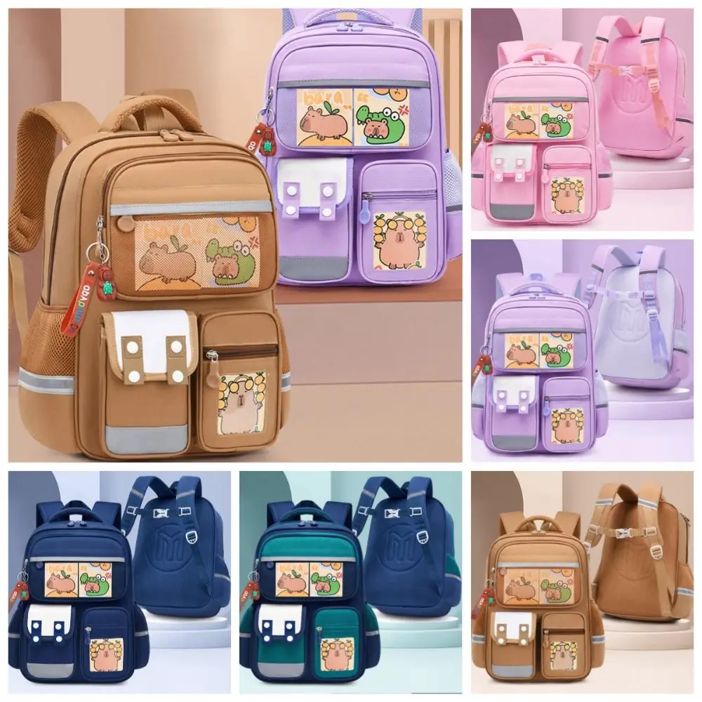 

Multi-Compartment Capybara Backpack Waterproof Oxford Cloth Children's Shoulder Bag Multi Functional with Reflective Strip