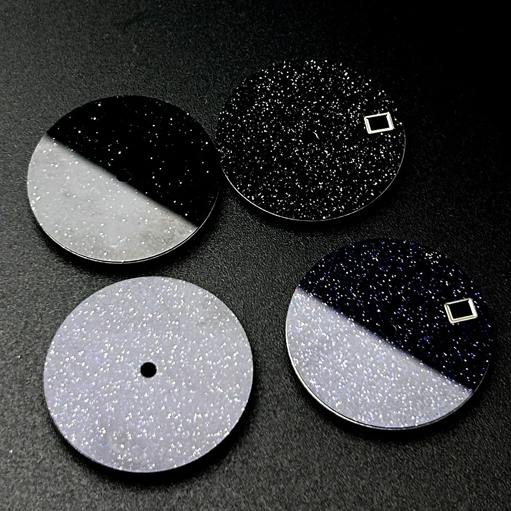 Starry Stone Dial For NH35 Automatic Movement, Natural Aventurine Watch Face, Black Blue Green Color, Date No Date Parts