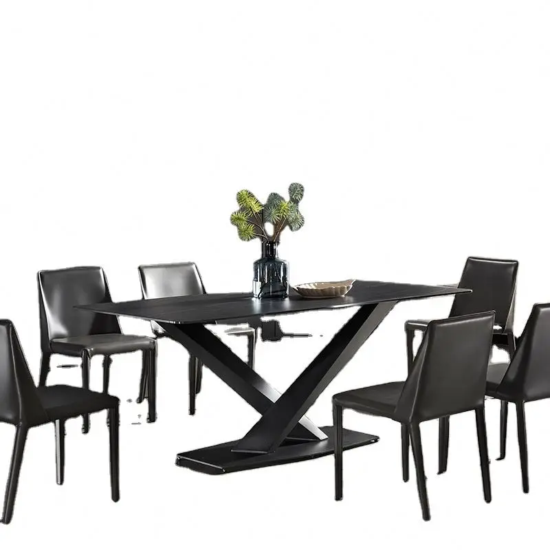 

&c Italian Modern Dining Room Set Marble Board Rectangular Dining Tables and Chairs