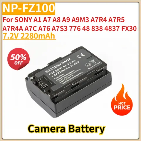 Nowa bateria zamienna do aparatu NP-FZ100 7.2V 2280mAh do SONY A1 A7 A8 A9 A9M3 A7R4 A7R5 A7R4A A7C A76 A7S3 776 48 838 4837 FX30