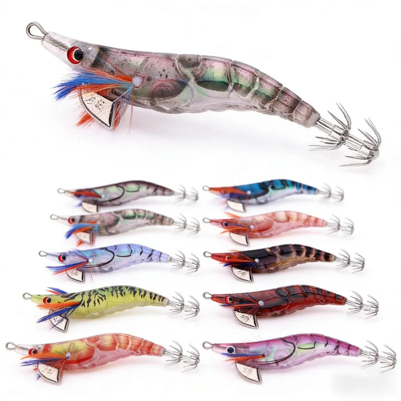 12.1gArtificial Shrimp Lure 10.2cmSlow sinking2.5Seconds Special Squid Bait for Sea Fishing of Bass and Redfish