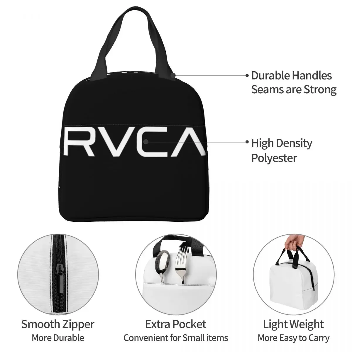 Best T-shirt Rvca Clothes Lunch Bags Insulated Bento Box Lunch Tote Resuable Picnic Bags Cooler Thermal Bag for Woman Girl