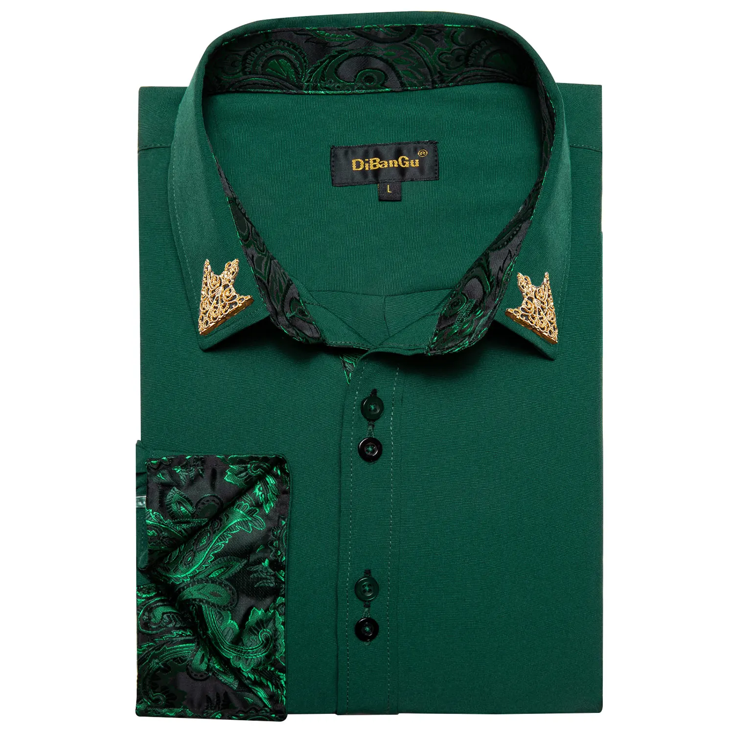 Two-tone Button Shirt for Men, Solid Color Contrast Collar Long Sleeve Slim Fit Button Down Top for Evening Date Night