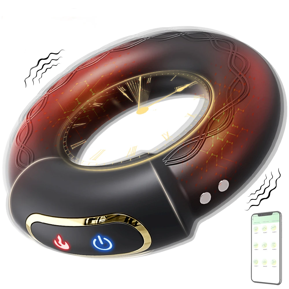 Heating Penis Ring Cock Ring for Men APP Control Chastity Cage Penis Vibrator Ejaculation Delay Adult Goods Sex Toy for Men