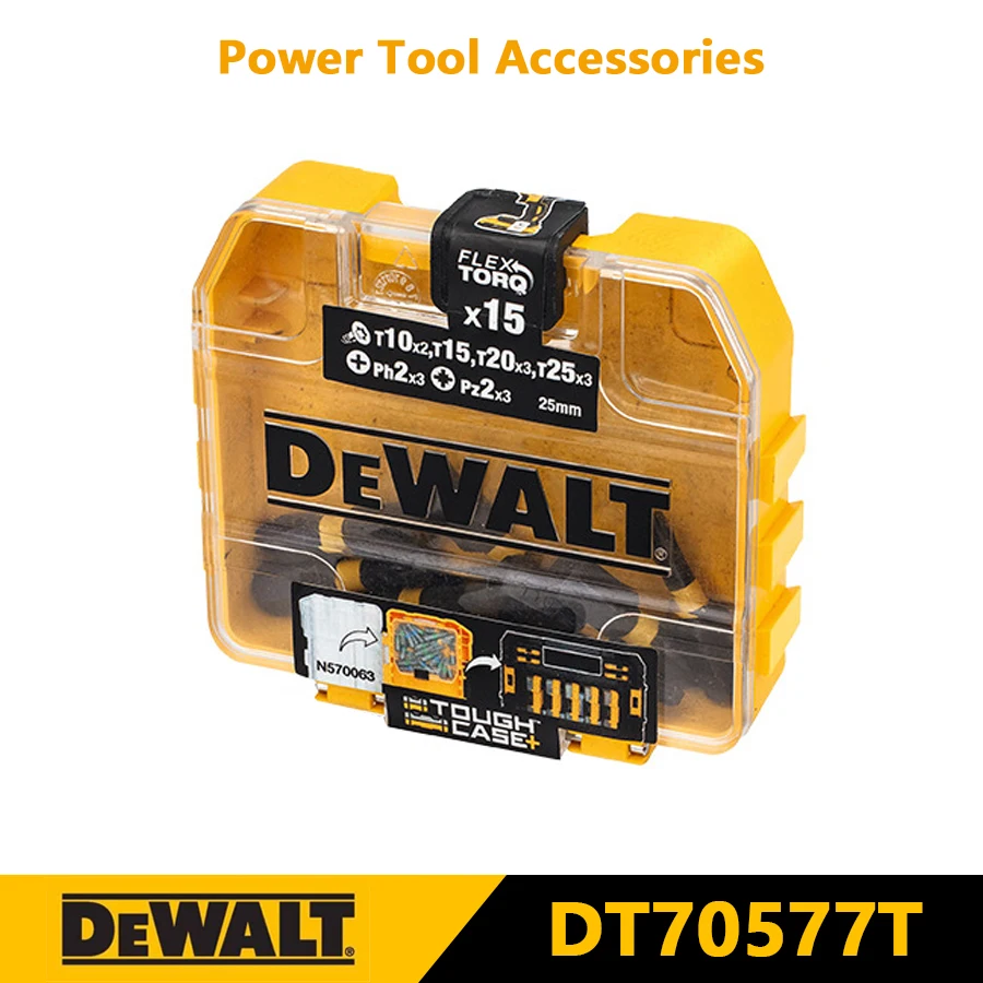 DEWALT DT70577T-QZ 15Pcs 25mm Screwdriver Bits Set with Magnetic Extension Connector and Storage Box Hand Tool Accessories