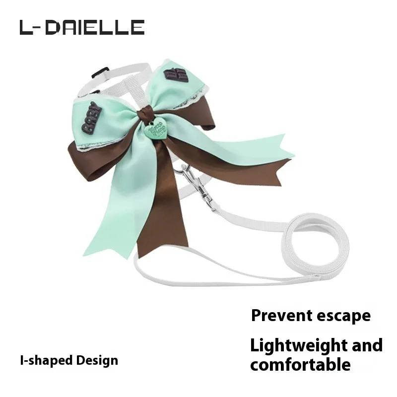 

LDAIELLE оригинальный мятно-зеленый поводок для кошек, милый ретро-лук, поводок для кошек, маленьких собак, шлейка для кошек, товары для улицы, аксессуары