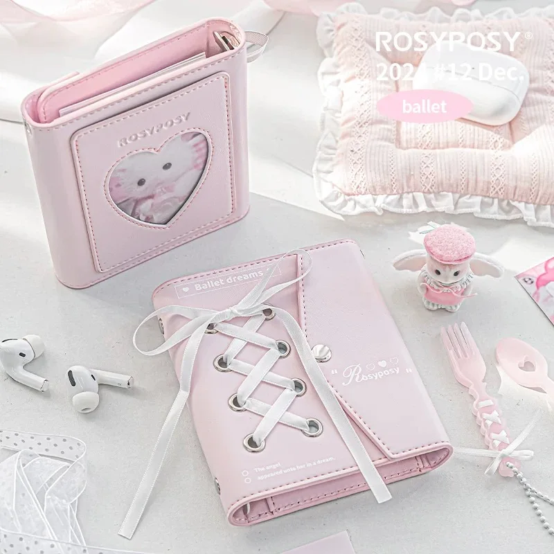 MINKYS 2025 Kawaii Ballet Pink Envelope PU Leather Notebook Planner Journal Agenda Book Gift School Stationery