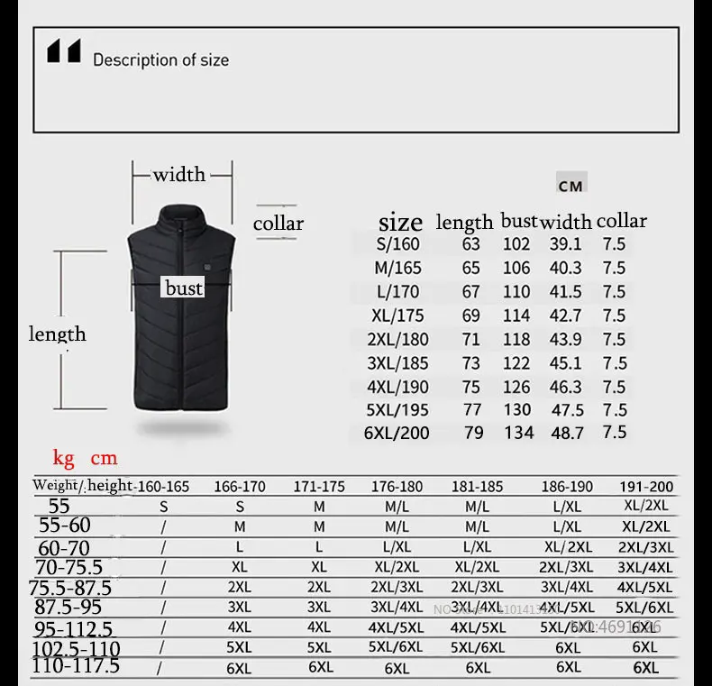 Men USB Infrared 17 Heating Areas Vest Jacket Men Winter Electric Heated Vest Waistcoat For Sports Hiking Oversized 6XL