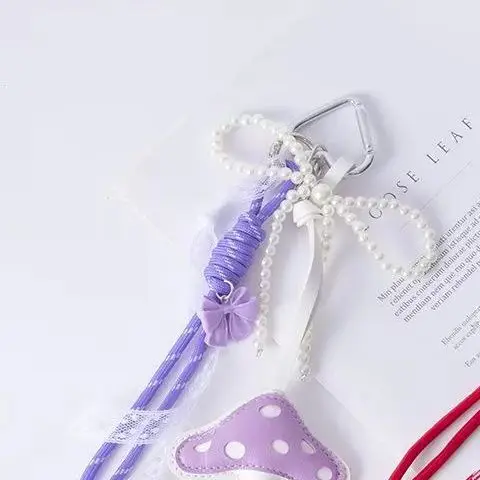 

1 Piece Leather Mushroom Backpack Pendant DIY Decoration Creative Weaving Rope Keychain Bag Accessories