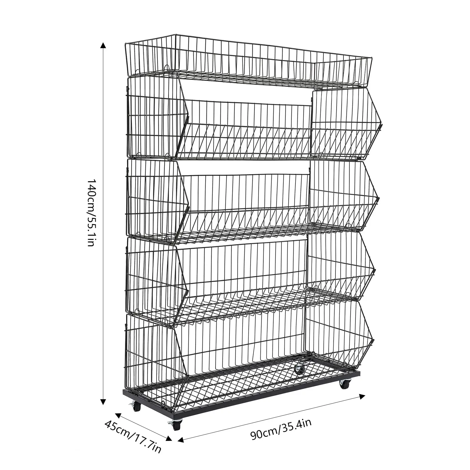 Pajangan Ritel 5 Rak, Rak Kawat dengan Roda dan Kait Organizer Pajangan Makanan Ringan Logam Tugas Berat, Rak Ritel untuk Supermarke
