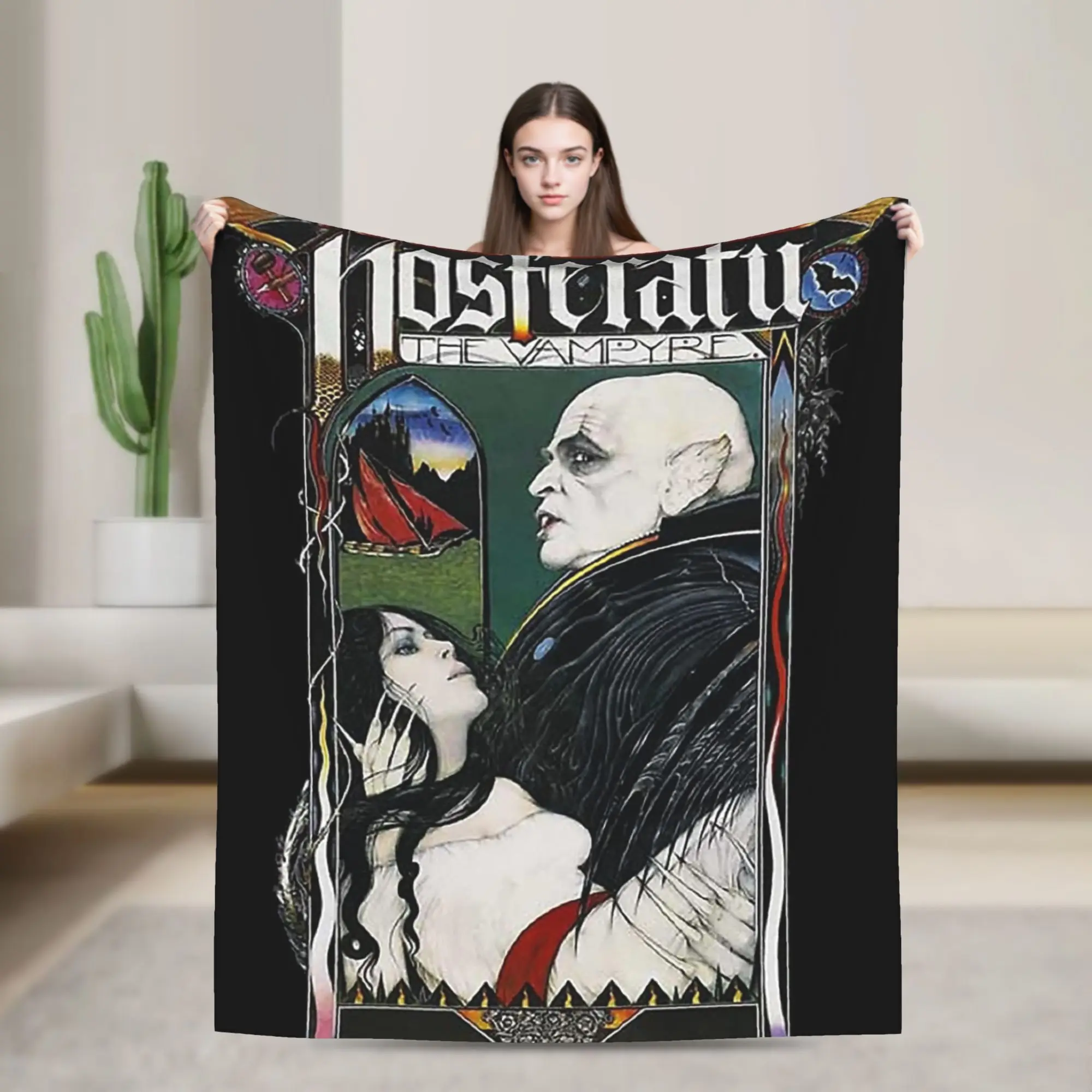 

Cult Gothic Nosferatu Movie Poster Blankets Fleece Novelty Warm Throw Blanket for Coverlet Summer