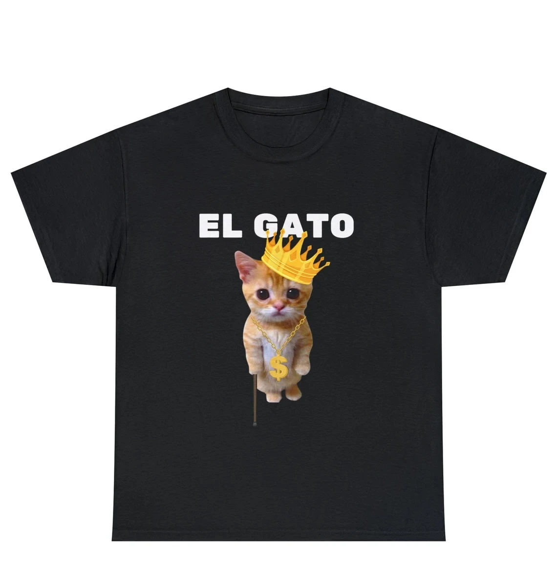 El Gato Cat Meme T-shirt Cute Kitten Ladies' Comfortable Home Clothes Round Neck Unisex Hip-hop Clothing
